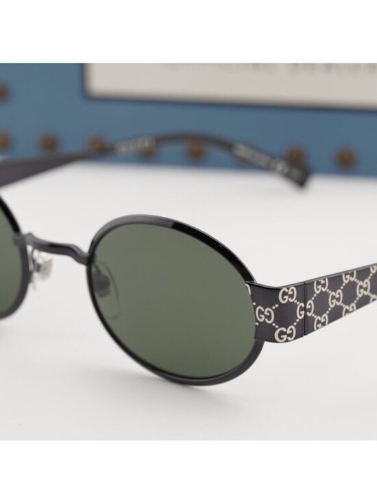 Gucci GG1854S 001 Oval Sunglasses – Ruthenium/Grey main image 7